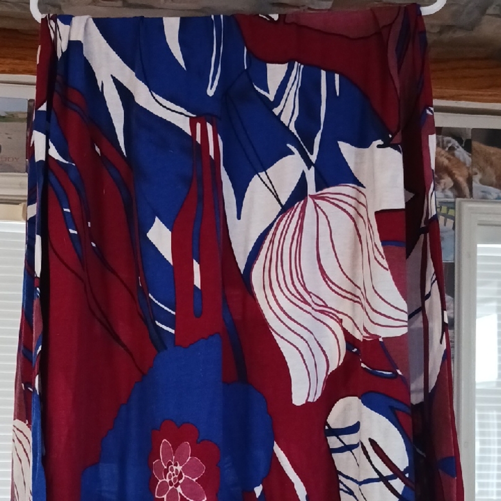 Floral Red and Blue Scarf